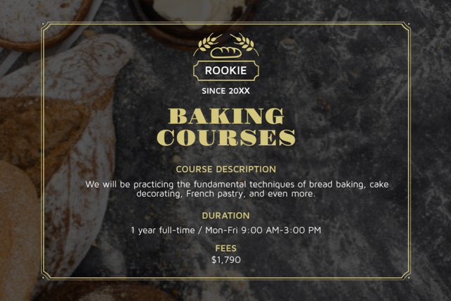 Baking Courses and Cooking Training Flyer 4x6in Horizontal tervezősablon