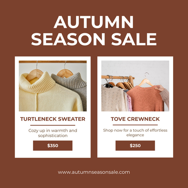Template di design Autumn Season Sale of Warm Clothing Instagram