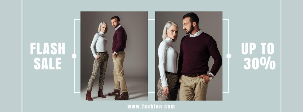 Flash Sale Couple Facebook cover Modelo de Design