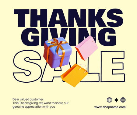 Thanksgiving Sale Announcement with Gifts Facebook Tasarım Şablonu