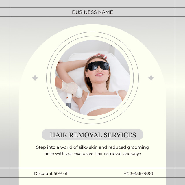 Laser Hair Removal Services with Young Attractive Woman Instagram Design Template