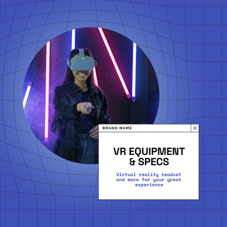 VR Equipment Sale Offer with Woman in Metaverse Animated Post Design Template