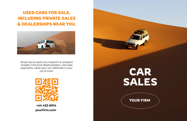 Car Sale Offer with White SUV Brochure 11x17in Bi-fold Design Template