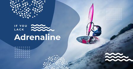 Designvorlage Man riding windsurfing board für Facebook AD