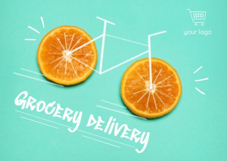 Ontwerpsjabloon van Postcard van Grocery Delivery Ad