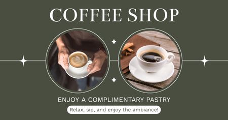 Proposta de cafeteria com pastelaria de cortesia e café ousado Facebook AD Modelo de Design