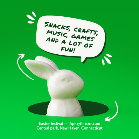 Ontwerpsjabloon van Instagram AD van Leuke uitnodiging voor Pasen op groen