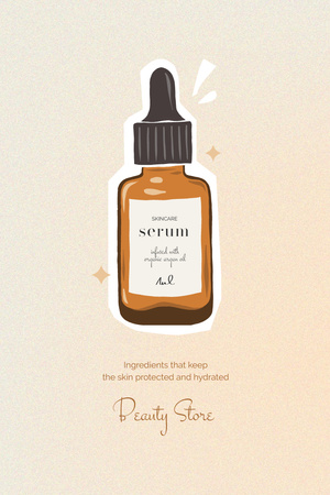 Ontwerpsjabloon van Pinterest van Huidverzorgingsaanbieding met serumfles op beige