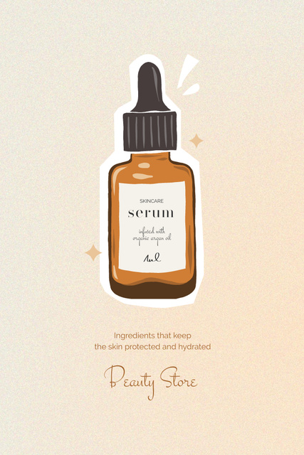 Skincare Offer with Serum Bottle on Beige Pinterest Tasarım Şablonu