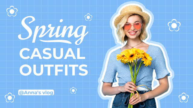 Spring Casual Outfits with Cute Blonde in Hat Youtube Thumbnail Design Template
