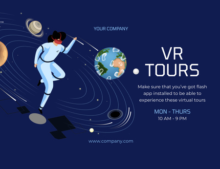 Designvorlage Angebot für virtuelle kosmische Touren für Invitation 13.9x10.7cm Horizontal