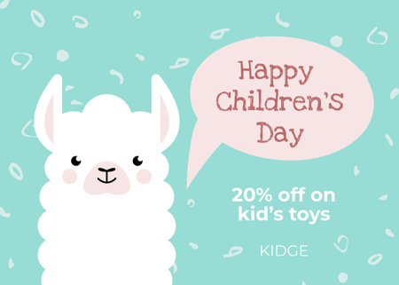 Children's Day Discount whit Cute Lamb Postcard 5x7in Design Template