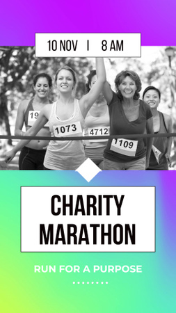 Anúncio adorável da maratona de caridade Instagram Video Story Modelo de Design