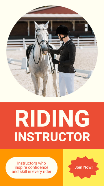 Equestrian Sport Riding Instructor Service Offer Instagram Story Πρότυπο σχεδίασης