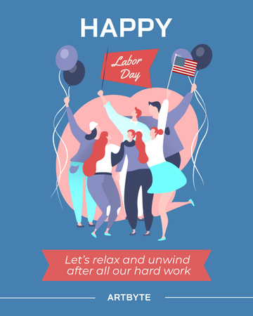 Plantilla de diseño de Inspiradora celebración del Día del Trabajo Felicitaciones con globos Poster 16x20in 