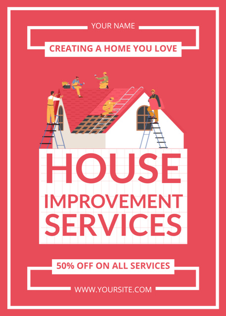 Ontwerpsjabloon van Flayer van House Improvement and Repair Services Red
