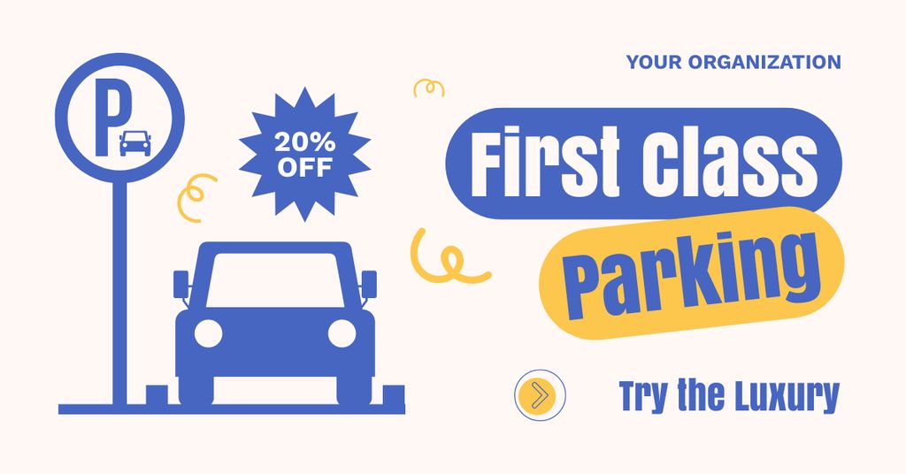 First Class Discounted Parking Services Facebook AD Šablona návrhu