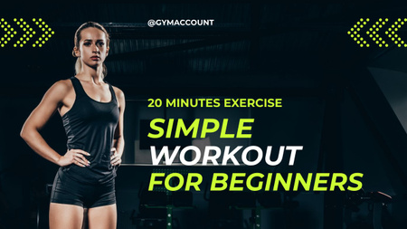 Simple Workout for Beginners at Gym Youtube Thumbnail Design Template
