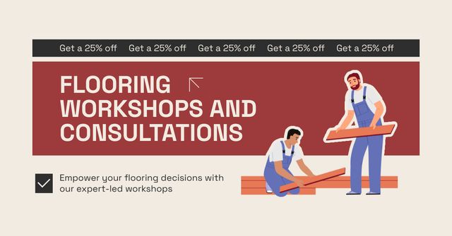 Ontwerpsjabloon van Facebook AD van Flooring Workshop And Consultation At Reduced Price