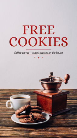 コーヒーとクッキーを使ったコーヒーショップのプロモーション Instagram Storyデザインテンプレート
