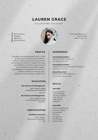 Szablon projektu Accounting Assistant skills and experience Resume