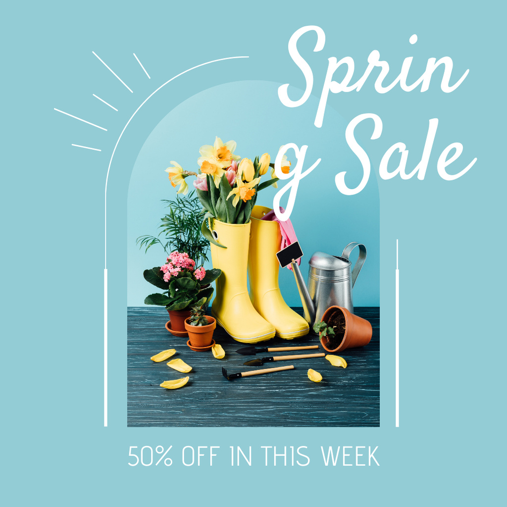 Template di design Special Spring Sale Offer on Blue Instagram AD