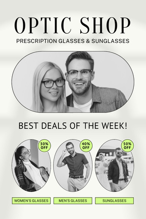 Designvorlage Das beste wöchentliche Angebot für Brillen für Männer und Frauen für Pinterest