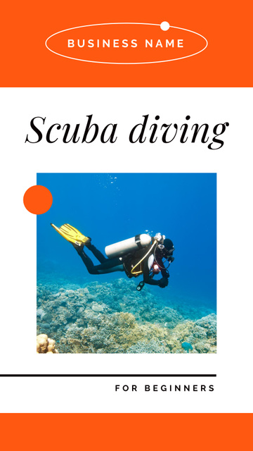 Scuba Diving Lessons with Man Underwater Instagram Story Modelo de Design