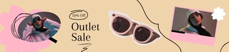 Plantilla de diseño de anuncio de venta de moda con gafas de sol con estilo Ebay Store Billboard 