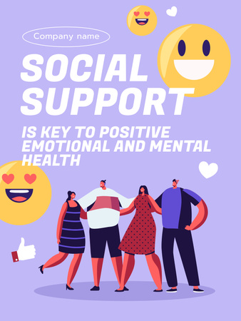 Motivation of Social Support Poster US Design Template