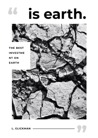 Cracks In Dry Soil And Earth Preserving Quote Postcard 5x7in Vertical Design Template
