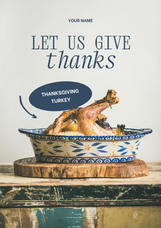 Thanksgiving Celebration Announcement with turkey Flyer A4 Tasarım Şablonu