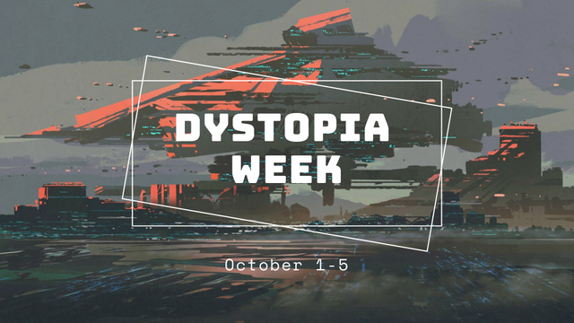 Dystopia Week Event Announcement with Cyberspace Illustration FB event cover Design Template