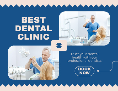 Anúncio da Melhor Clínica Dentária Thank You Card 5.5x4in Horizontal Modelo de Design