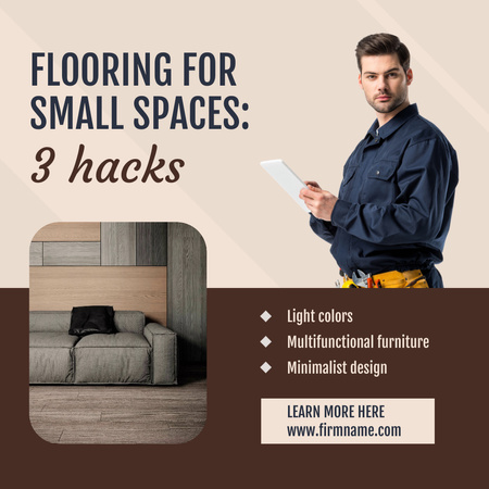 Plantilla de diseño de Trucos profesionales para pisos para interiores pequeños con lista Animated Post 