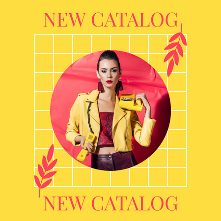 New Catalog Offer with Stylish Woman in Yellow Jacket Instagram Design Template