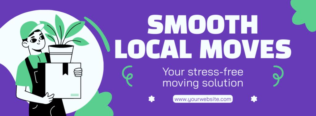 Smooth Local Moving Services with Courier holding Stuff Facebook cover Design Template
