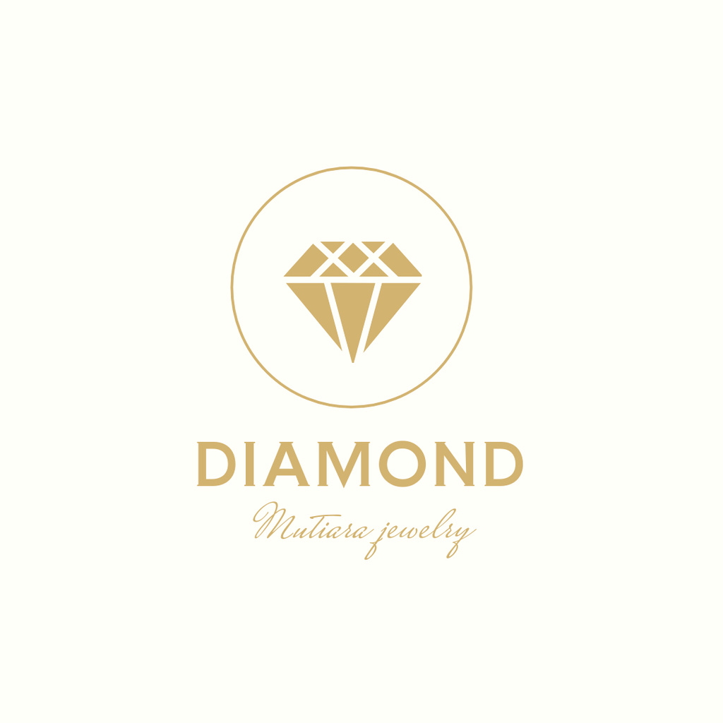 Jewelry Store Ad with Diamond in Circle Logo 1080x1080pxデザインテンプレート