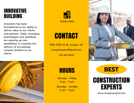 Építőipari szakmai szolgáltatások hirdetése Brochure 8.5x11in tervezősablon