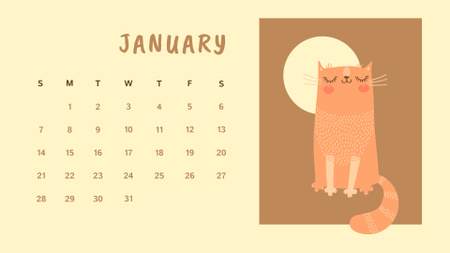 Illustration of Brown Cats Calendar Design Template