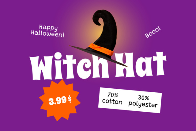 Witch Hat on Halloween Offer Label Tasarım Şablonu