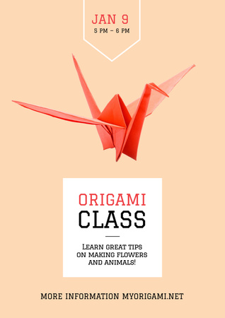 Origami class Invitation with Paper Animals Poster Design Template