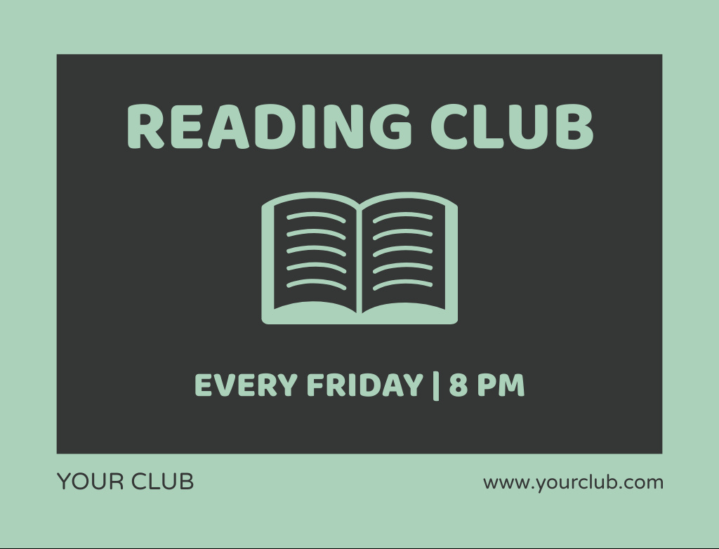 Book Club Invitation on Green Postcard 4.2x5.5in – шаблон для дизайна