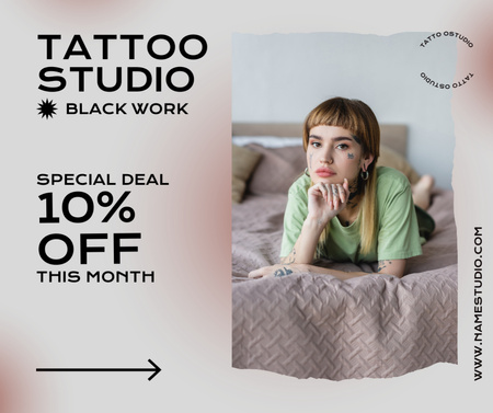 Ontwerpsjabloon van Facebook van Professional Tattoo Studio Services With Discount