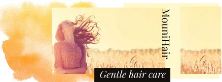 Plantilla de diseño de Hair Care Offer with Young Girl in field Facebook cover 