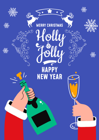 Plantilla de diseño de Holly Jolly Greeting con Santa Claus Flayer 