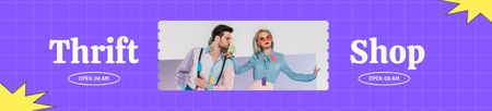 Fashion Couple for Thrift Shop Purple Ebay Store Billboard Design Template