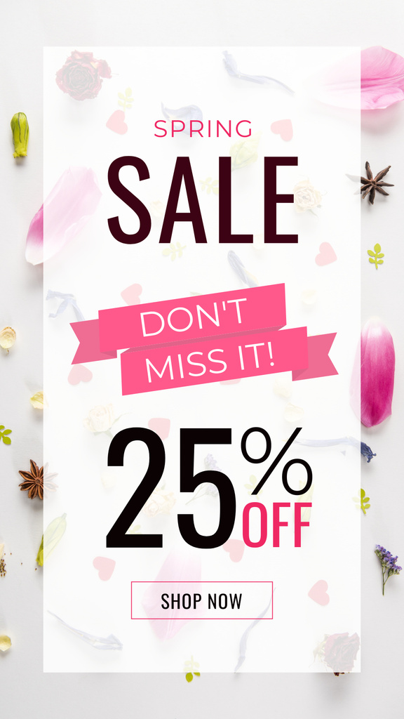 Spring Sale Ad With Fresh Flower Petals Instagram Story Design Template