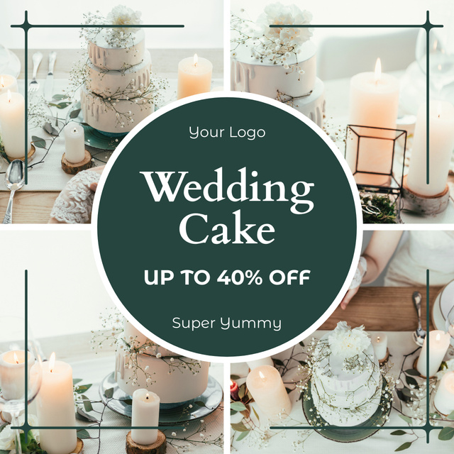 Platilla de diseño Offer Discounts on Gorgeous Wedding Cakes Instagram