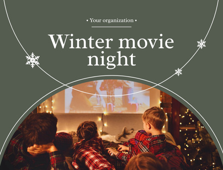 Announcement of winter movie night Postcard 4.2x5.5in Design Template